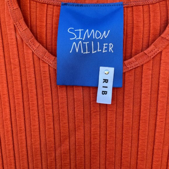 Simon Miller Wells Midi Dress in Rust Large Wide Ribbed Knit Long Sleeve - Picture 5 of 10